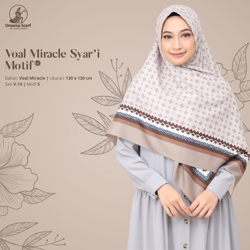 Hijab Segiempat Basic Voal Miracle Motif Syar'i Kerudung Segi Empat Syar'i by Umama Pasar Hija'b