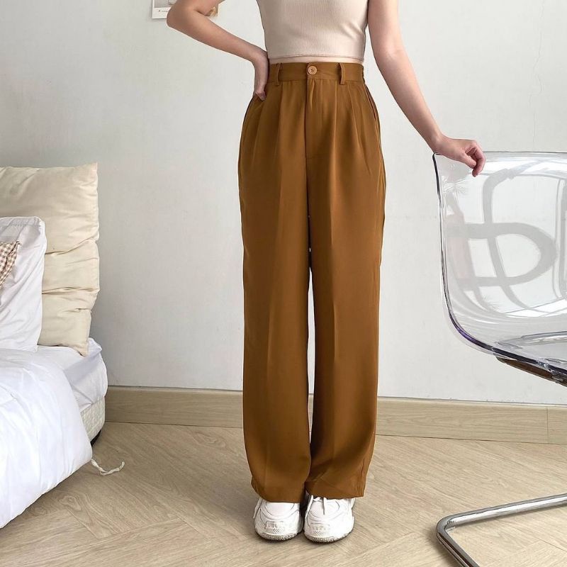 Premium Celana Kulot Wanita Anti Kusut Loose Pants Trousers Celana Kantor Formal / Casual