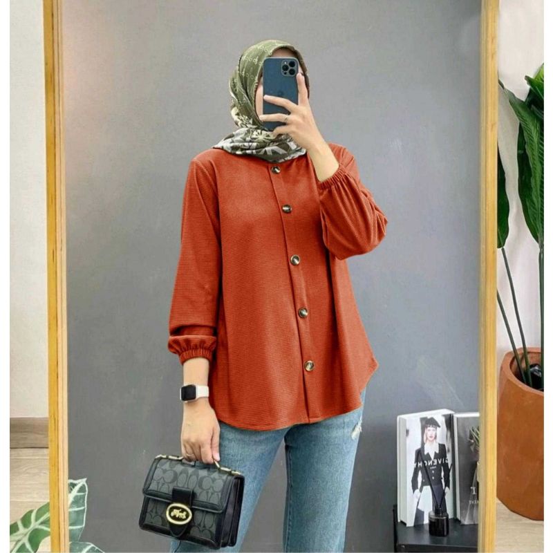 blouse crinkle atasan wanita polos basic