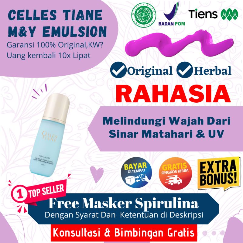(TERLARIS) SKINCARE CELLES TIANE DEFENDING EMULSION 1 BOTOL SUN SCREEN WAJAH DAN SERUM PELEMBAB KULI
