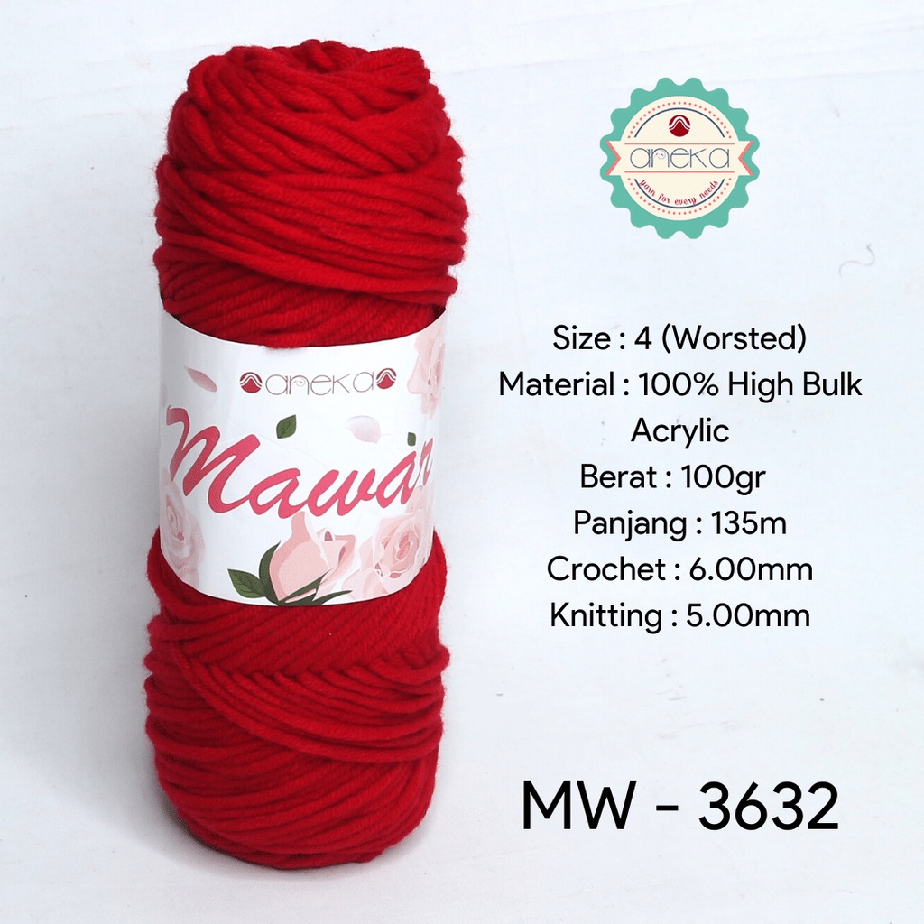 Benang Rajut Mawar / Soft Acrylic Yarn / Milk Cotton Worsted / Katun Susu - 3632