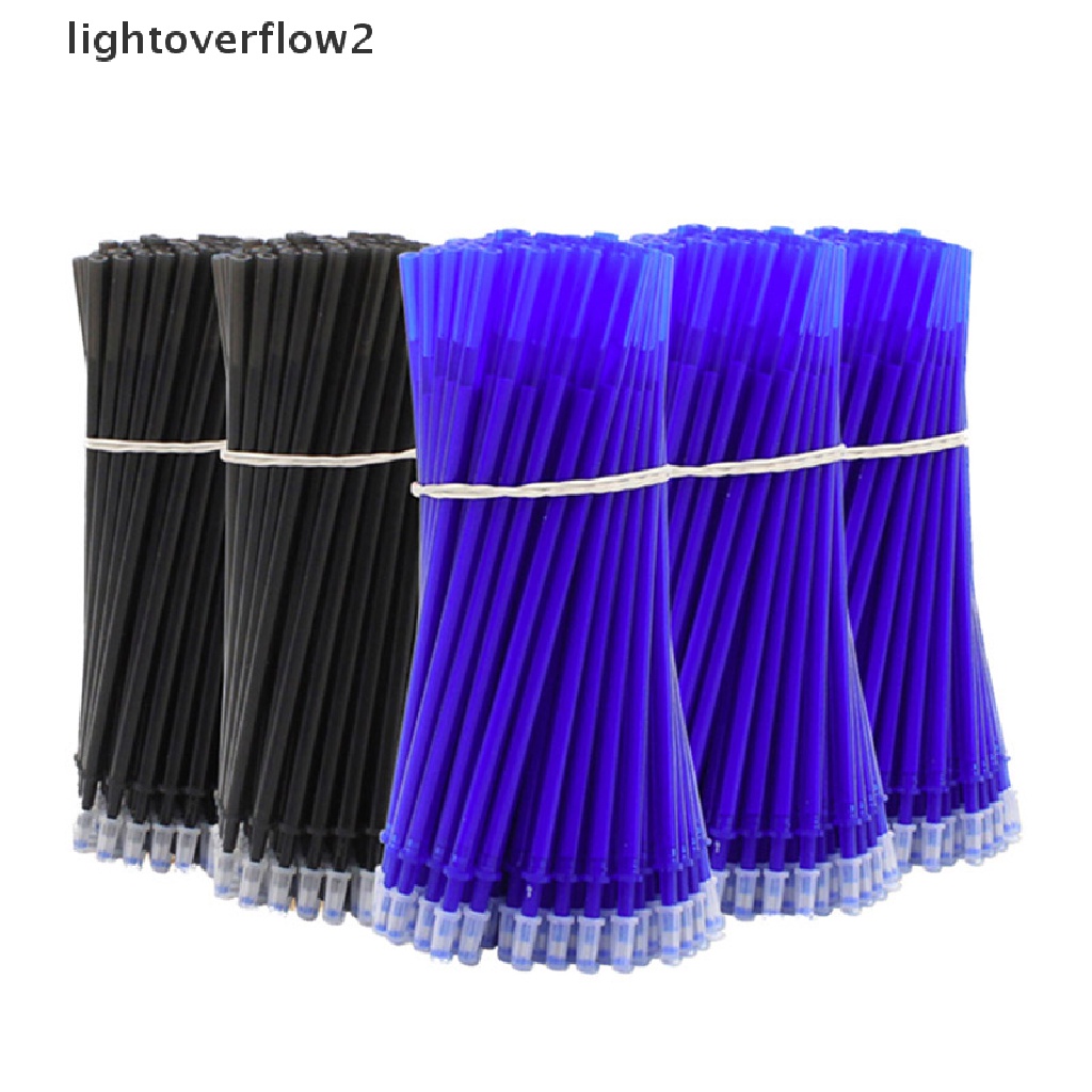 (lightoverflow2) 100pcs / Set Refill Pulpen Gel 0.5mm Tinta Biru / Hitam