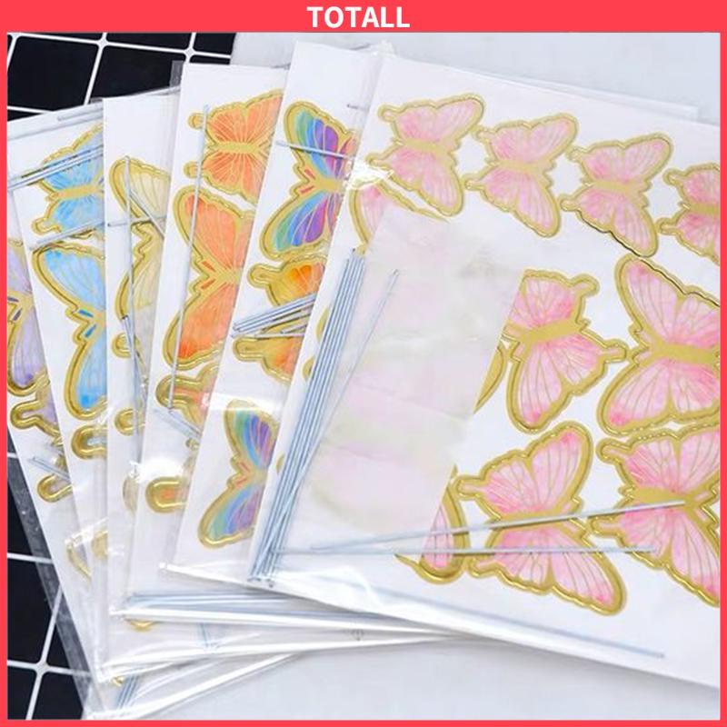 COD 10PCS kupu-kupu sisipan kue ulang tahun Stamping Emas Dekorasi Kue-Totall