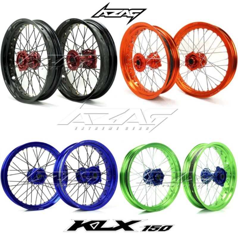 VELG SET SUPERMOTO KAWASAKI KLX 150 FULL MERK SCARLET TROMOL CNC