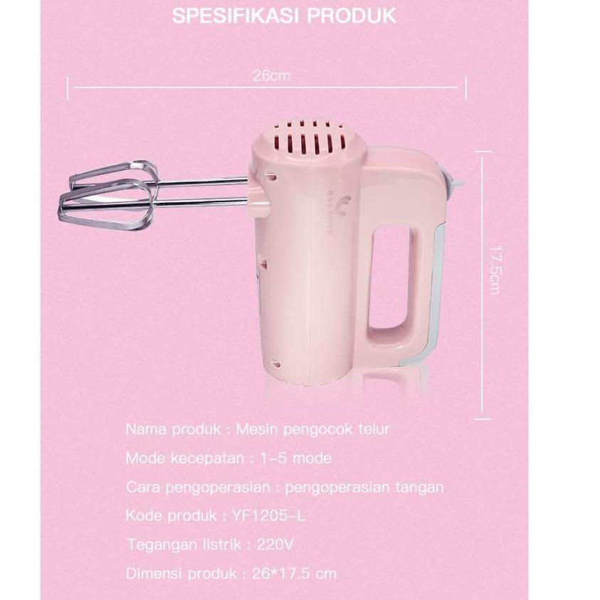 Harga Max--MIXER HAN RIVER Hand Mixer Macaron pink MIXER Kue Mini Multi fungsi MIXER Roti 5 Kecepata