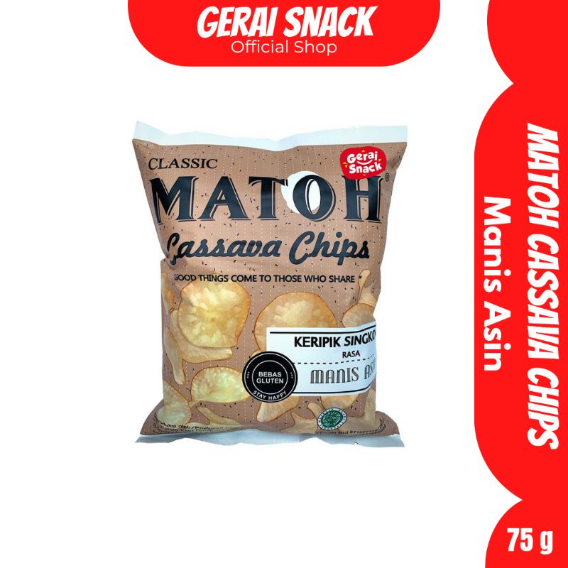 Matoh Cassava Chips - Keripik Singkong MANIS ASIN Gluten Free &amp; Non Msg 75 g