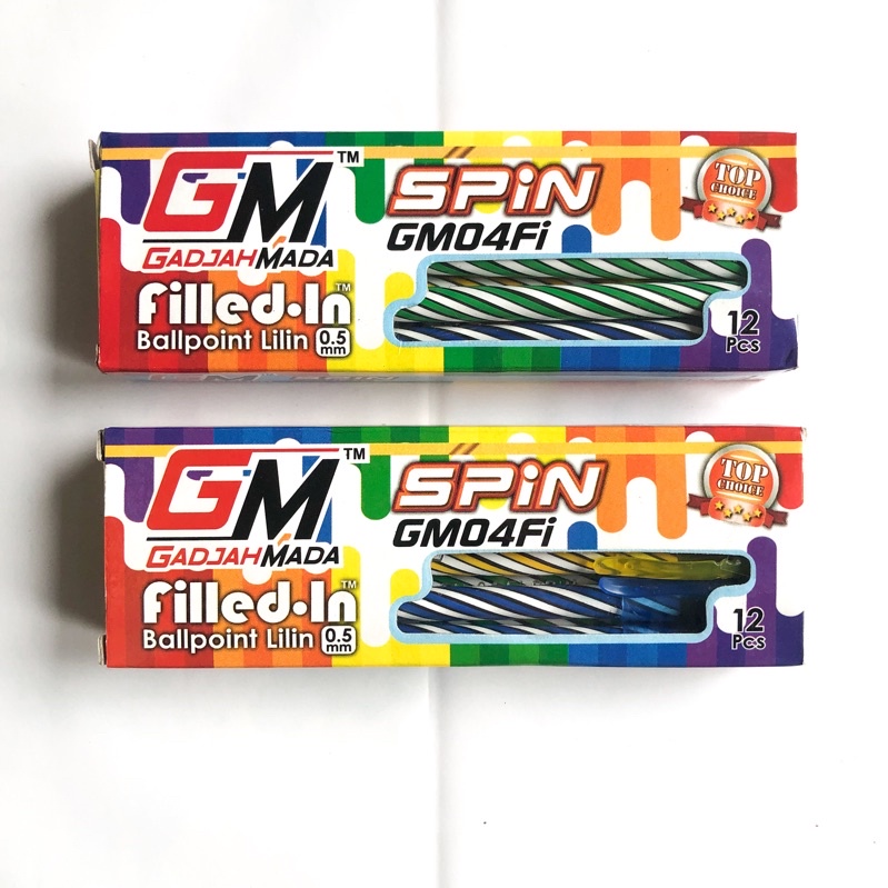 (12 Pcs) Pulpen GM Spin Filled In GM04Fi / Bolpen Lilin Gadjah Mada
