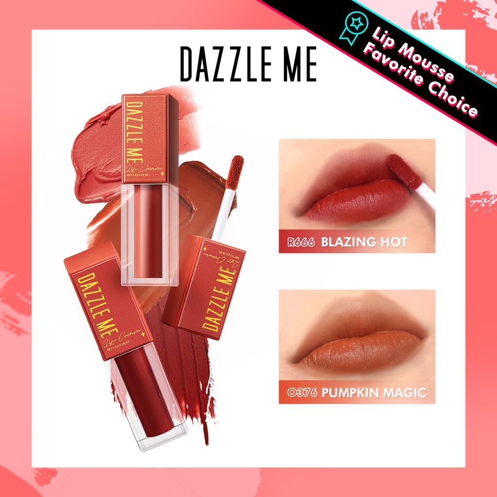 DAZZLE ME Mousse Lip Cream | Silky Lipstik Moisturizing Lip Care Reduce Lip Wrinkles BPOM