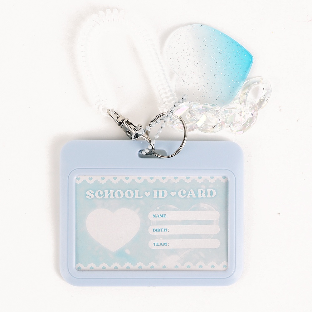 Holder Kartu Bus / ID / Foto Dengan Ornamen Glitter Transparan