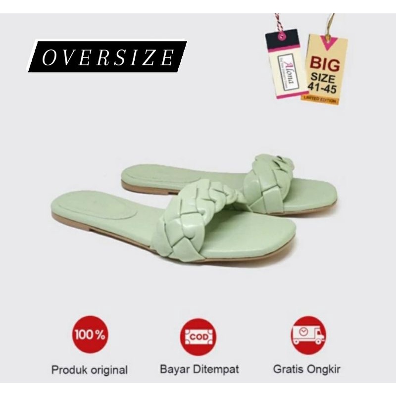 Sandal Teplek Koreaan Sage Ukuran Besar 41.45 Sendal Kepang big size JUMBO Slop Cantik Oversize Original