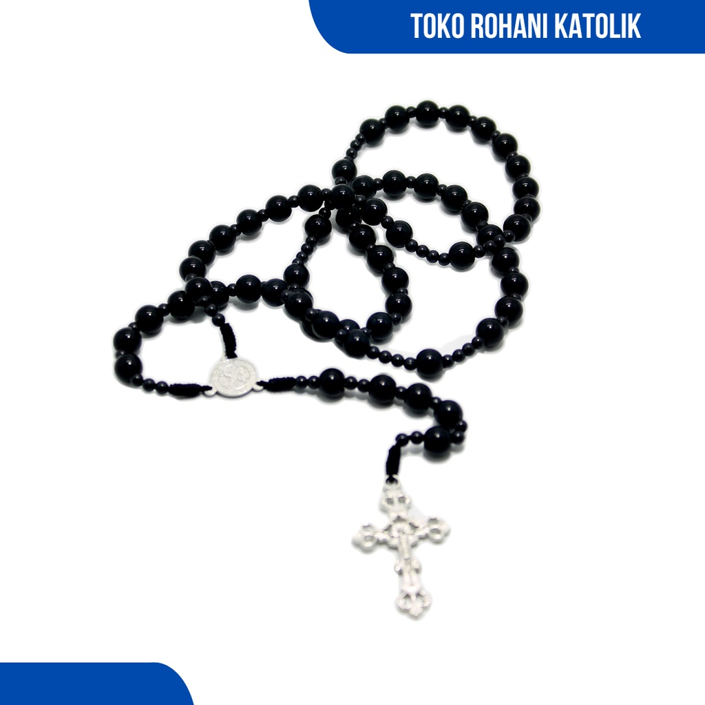 ROSARIO KALUNG BATU ALAM / KALUNG ROSARIO BATU BLOROK HITAM KALUNG SALIB / SALIB ROSARIO / ROSARIO KATOLIK / KONTAS