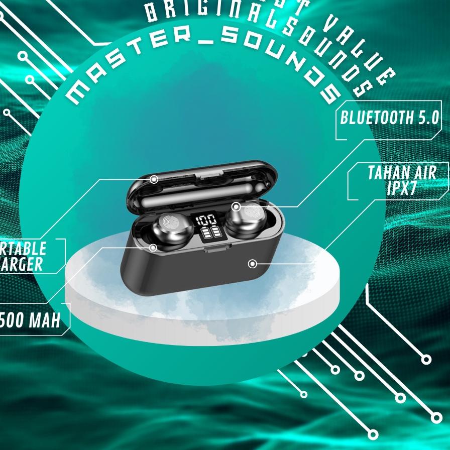 Buruan Belanja--Tws Earphone Headset Bluetooth Wireless 3500 mAH Portable Power Bank Waterproof with