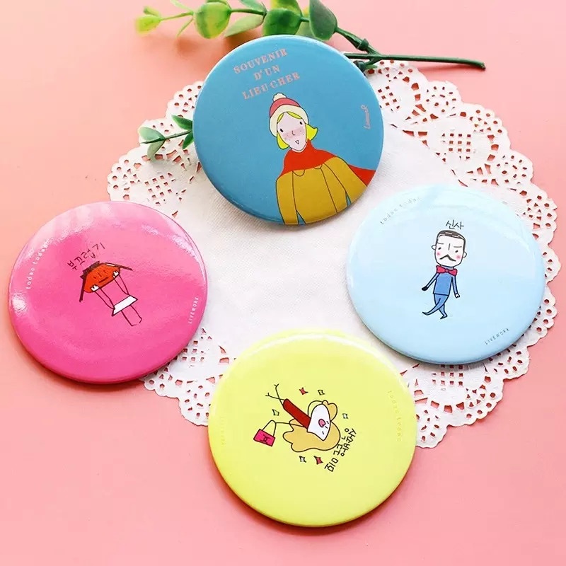 Kaca Cermin Mini Bulat Karakter Kaca Make Up Bulat Travel mini Kaca Mirror Kecil Dompet Tas Souvenir Lucu TERMURAH TERLARIS