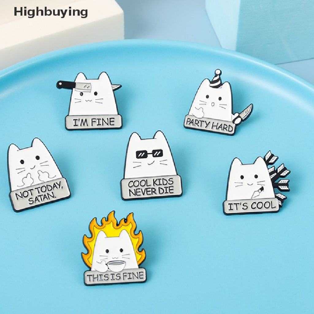 Bros Pin Enamel Desain Kartun Kucing NEVER DIE NOT TODAY SATAN Untuk Anak Glory