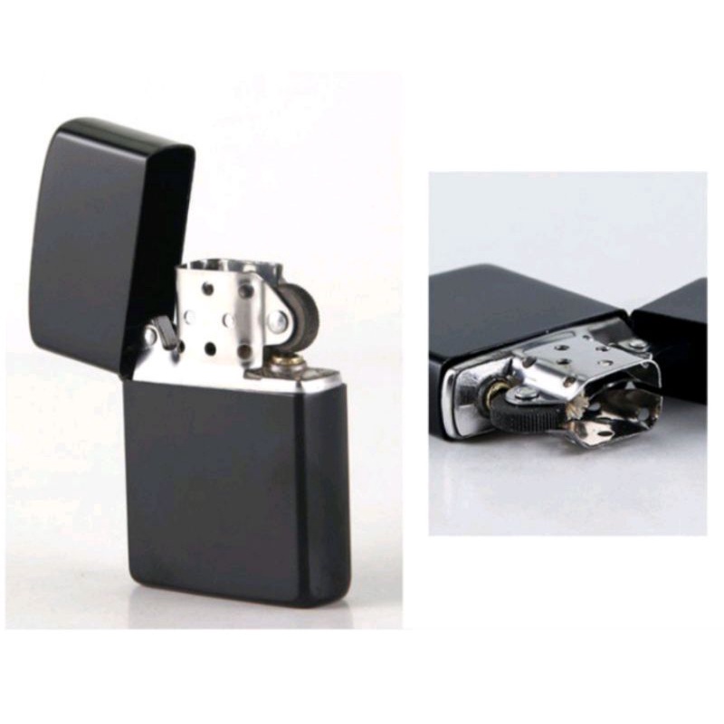 Korek Api Zippo Hitam Doft Silver Polos Doff Murah