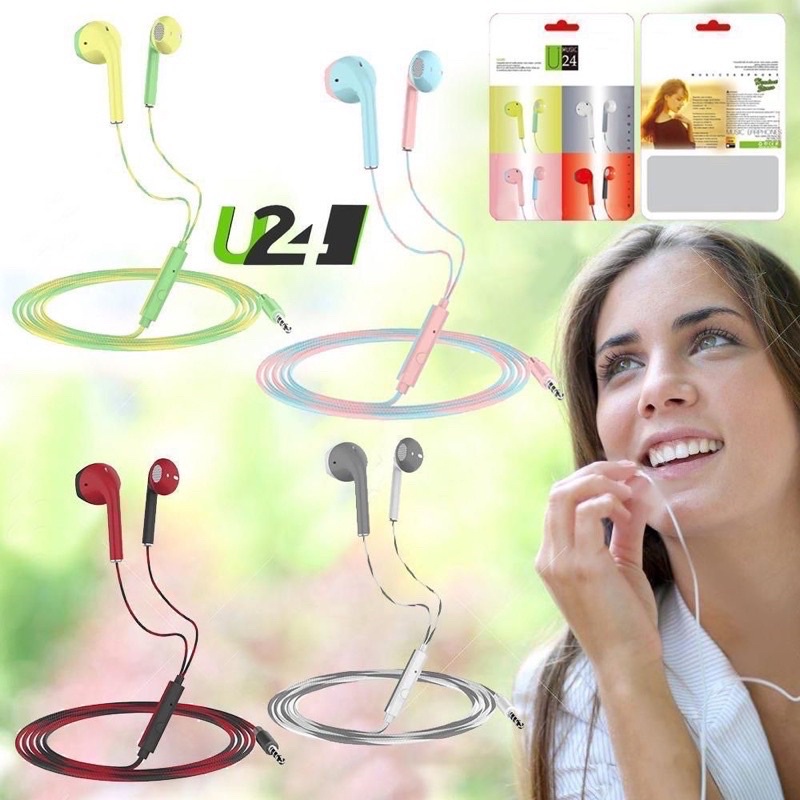 Handsfree U24 Macaron EXTRA BASS HIFI | Two Tone dua Warna / Earphone R2 Macaroon Color Hifi Extra Bass BY SE