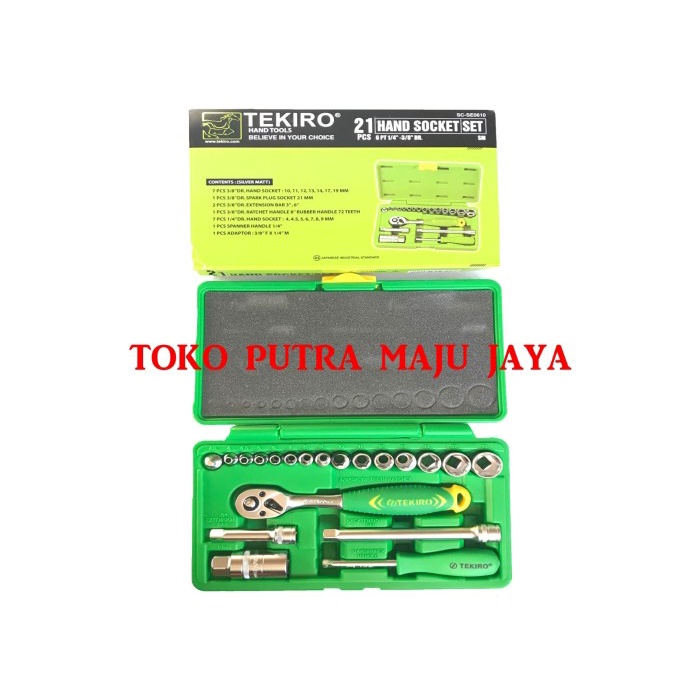 Kunci Sok Set TEKIRO 1/4" - 3/8" 21 pcs - Shock Socket Set Box Plastik
