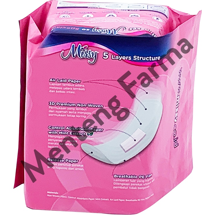 Pembalut Missy Pantyliner Super Thin 155 mm 20 Pads | Pantyliner Missy Antibakteri dan Jamur