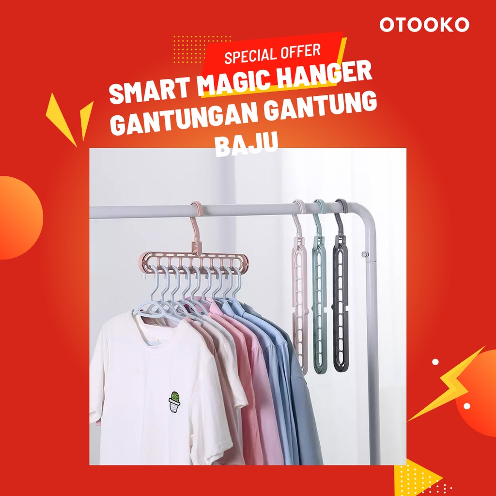 Hanger Gantungan Gantung Baju Pakaian 9 in 1 Putar 360 Smart Magic gantungan baju