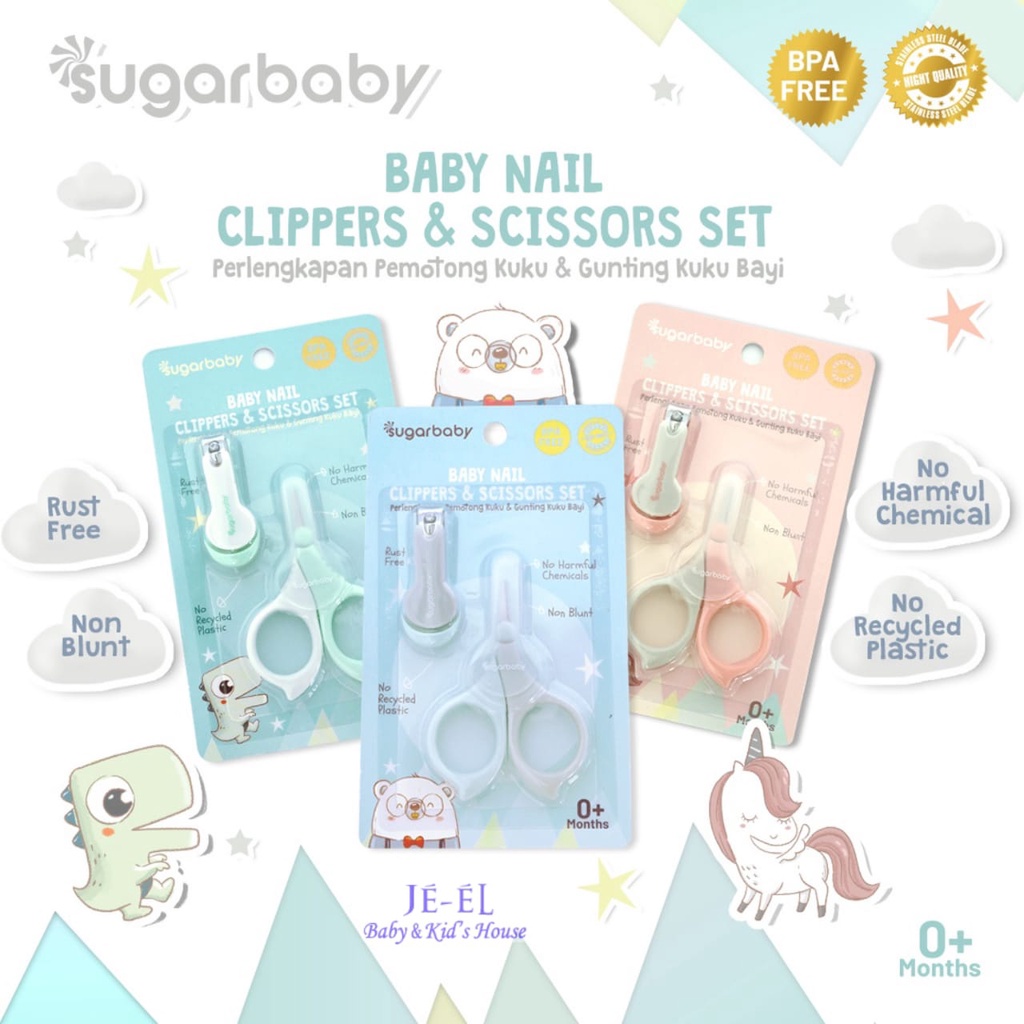 Sugar Baby Baby Nail Clippers &amp; Scissors Set / Perlengkapan Perawatan Kuku dan Rambut Bayi