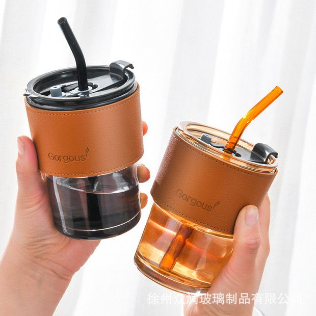 AZ BOTOL GELAS TUMBLER KACA 2IN1 / GELAS AESTHETIC ANTI PANAS