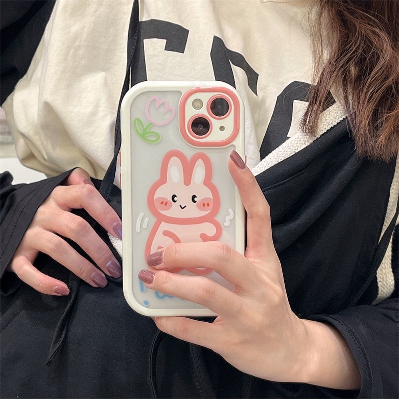 Soft Case Silikon Transparan Motif Print Dinosaurus &amp; Kelinci Untuk IPhone 12 13 14 11 Pro Max X Xs Max Xr Ggdf