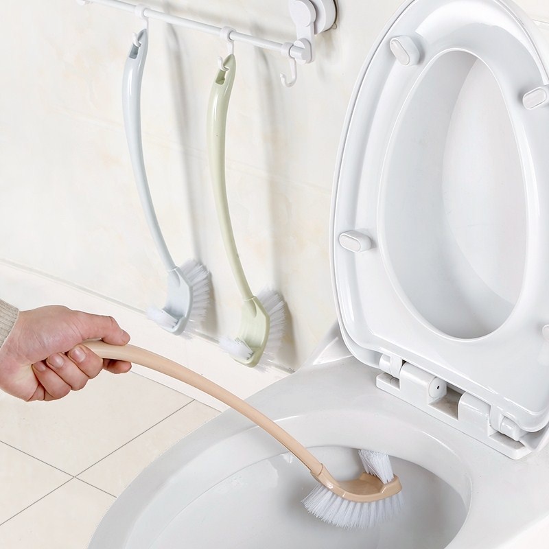 AVVET Sikat Pembersih Lantai Kamar Mandi Gagang Panjang 2 Sisi Bulu Sikat WC Toilet Sikat Kloset Serbaguna