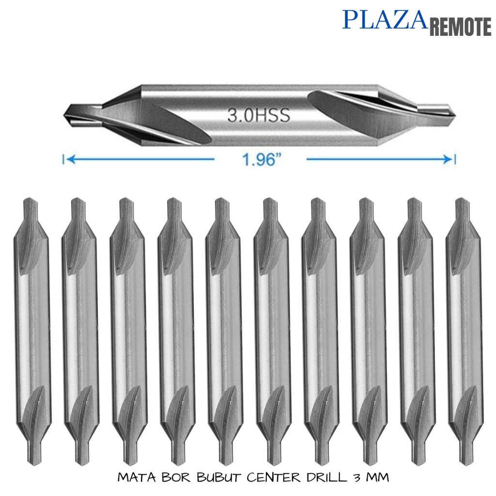 MATA BOR BUBUT HSS CENTER DRILL BIT 60 DERAJAT SET COUNTERSINK PENANDA LOGAM 3MM