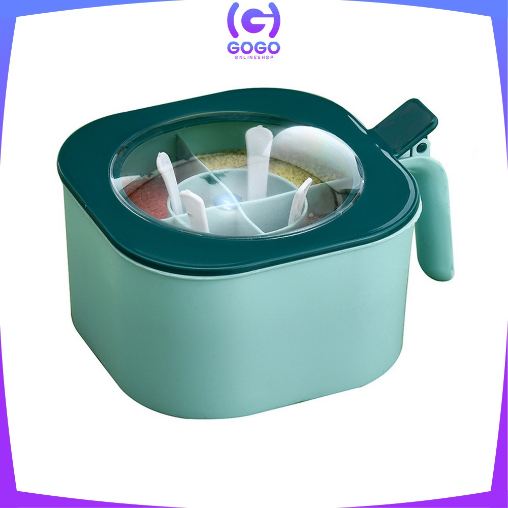 GOGO-C429 Tempat Bumbu Dapur 4 Sekat Wadah Serbaguna / Tempat Bumbu Kotak Set Portable / Tempat Gula Garam