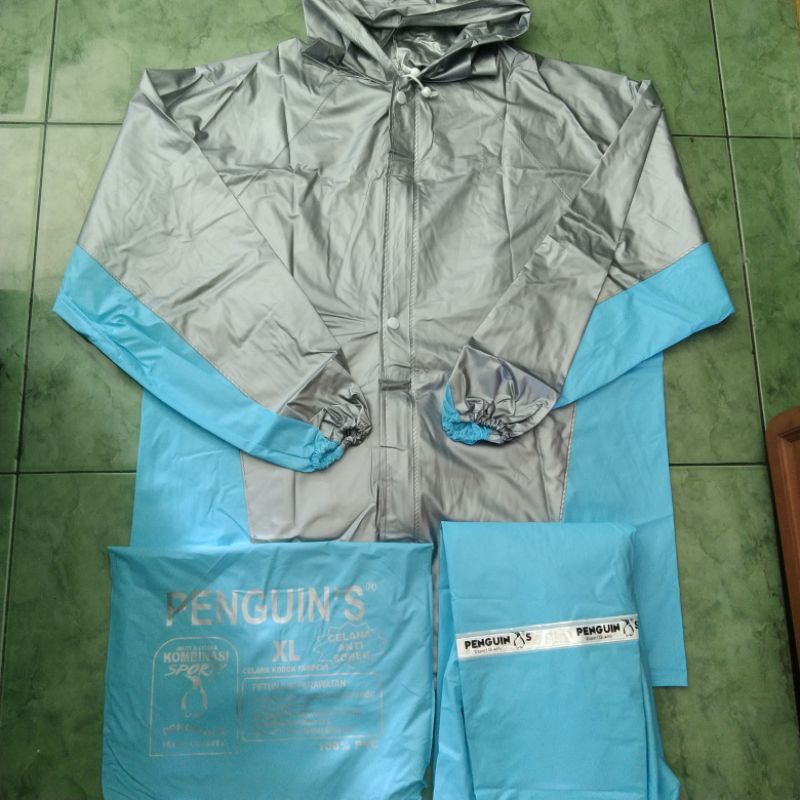 Jas Hujan Penguin Jaket Celana Kombinasi Sporty XL