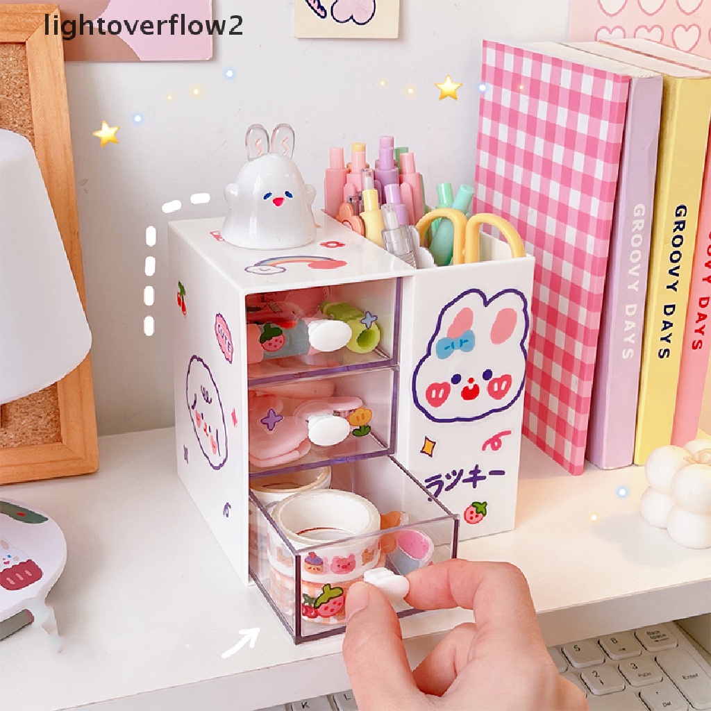 (lightoverflow2) Stand Holder / Organizer Brush Makeup / Kosmetik 5 Sekat Untuk Meja (ID)