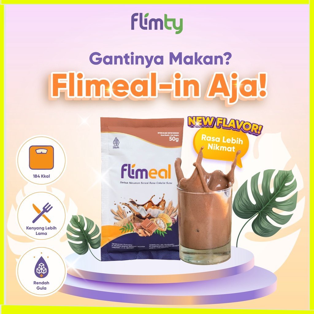 Flimeal (Meal Replacement) 1 sachet - Coklat Susu BPOM HALAL ASLI DARENSGOWN MAKASSAR BY FLIMTY