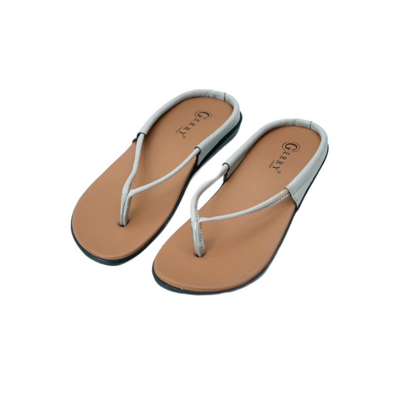 Sandal Kulit Wanita Model Jilo Teplek Warna Putih