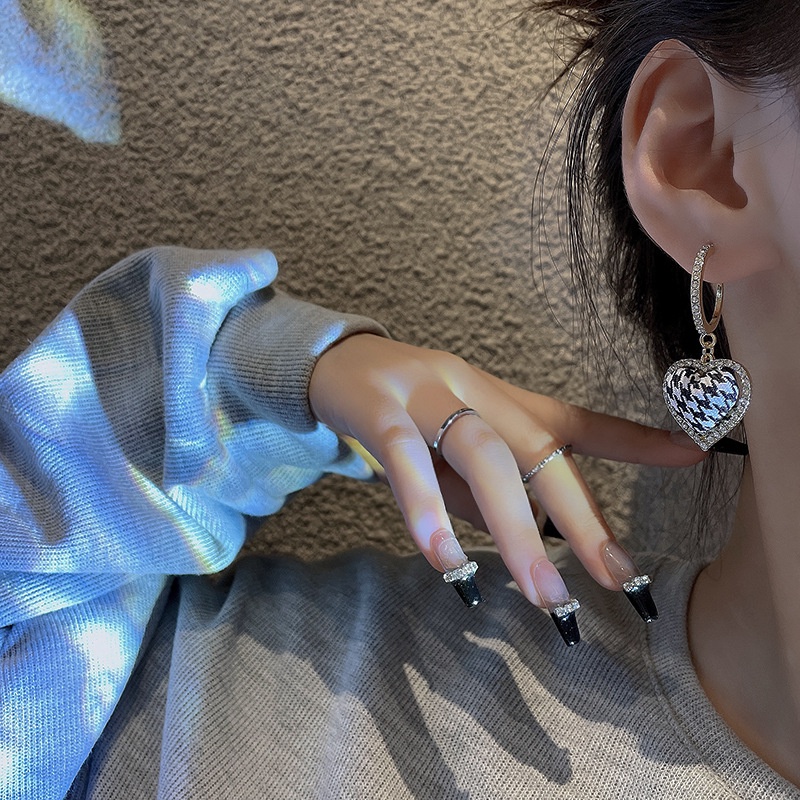 Anting Tusuk Sterling silver 925 Desain Houndstooth Mewah Untuk Wanita