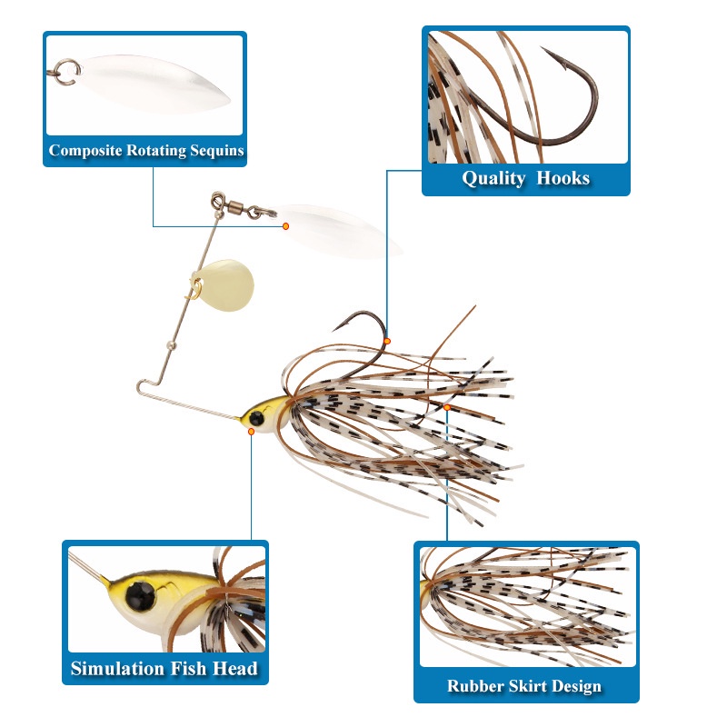 Umpan 13g / 19g Spinnerbait Fishing Lures Bass Fishing Buzzbait Multicolor Bass Trout Salmon Metal Spinner Baits Swim Jigs