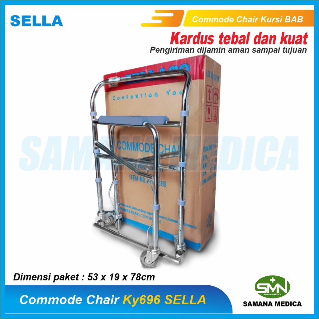 Commode Chair SELLA KY696 Kursi Toilet Commode chair BAB dengan Roda Bisa Dilipat