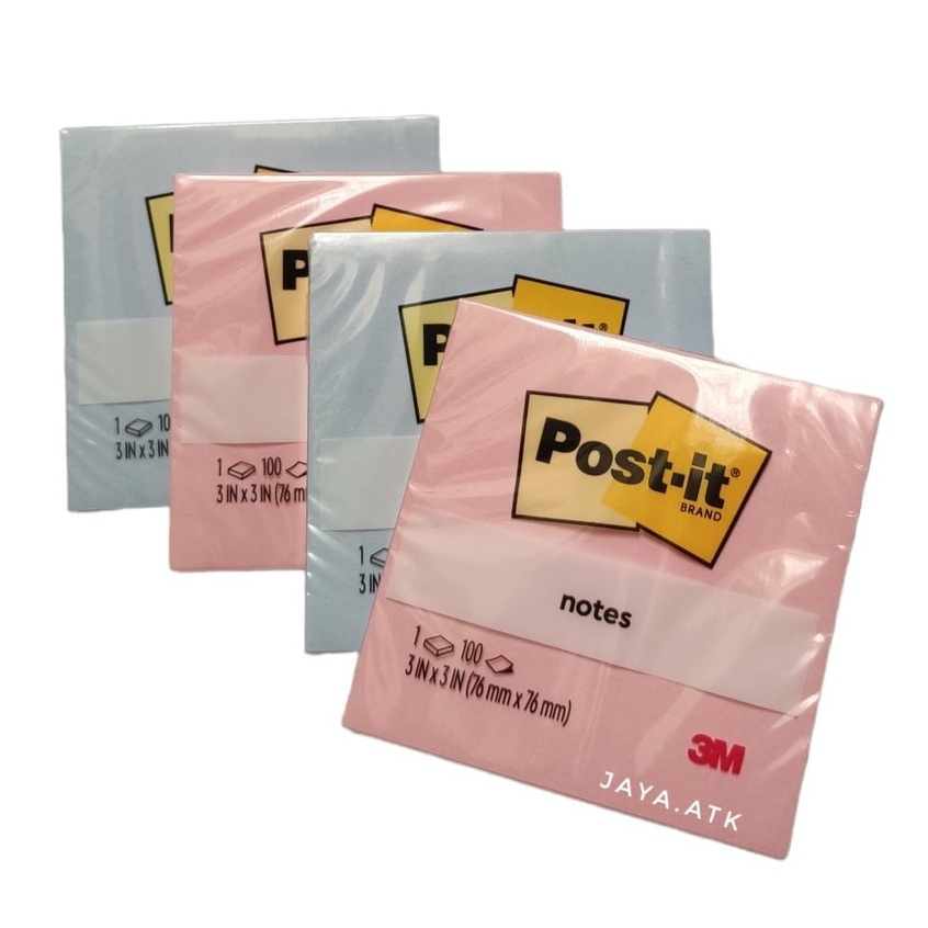 STICKY NOTES 3M POST IT 654 AC WARNA PASTEL 76 X76 100 LBR MEMO TEMPEL ORIGINAL 654-1CB 654-1MP