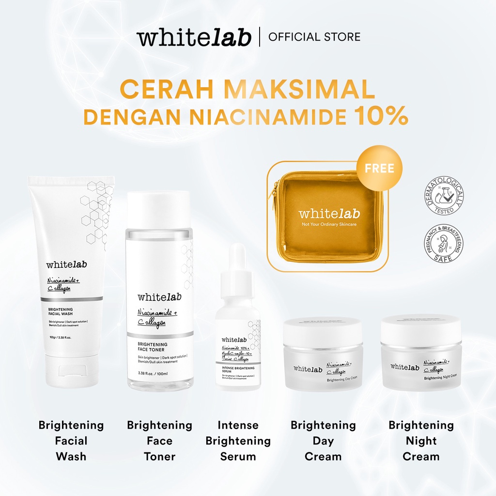 WHITELAB Paket Bundling Skincare 5in1 Brightening / Acne / Hydrating (Face Wash, Toner, Serum, Day Cream, Night Cream) Original BPOM