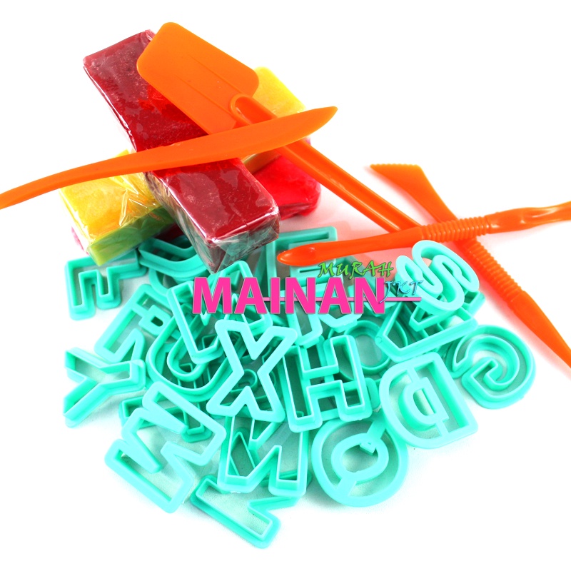 MAINANKEI MAINAN ANAK MURAH MAINAN LILIN CETAK WARNA - WARNI SS1315 MAINAN ANAK LILIN PLASTISIN CETAK ALFABET BONUS PISAU