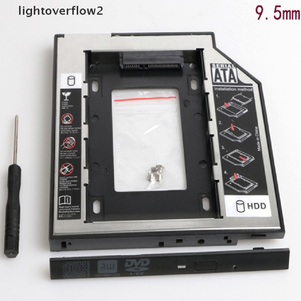 (lightoverflow2) Caddy Hardisk HDD SSD SATA 2nd 9.5mm Universal Untuk CD / DVD-ROM Optical Bay