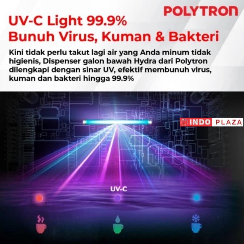 DISPENSER GALON BAWAH POLYTRON HYDRA LOW WATT dengan UV PWC-778XUV