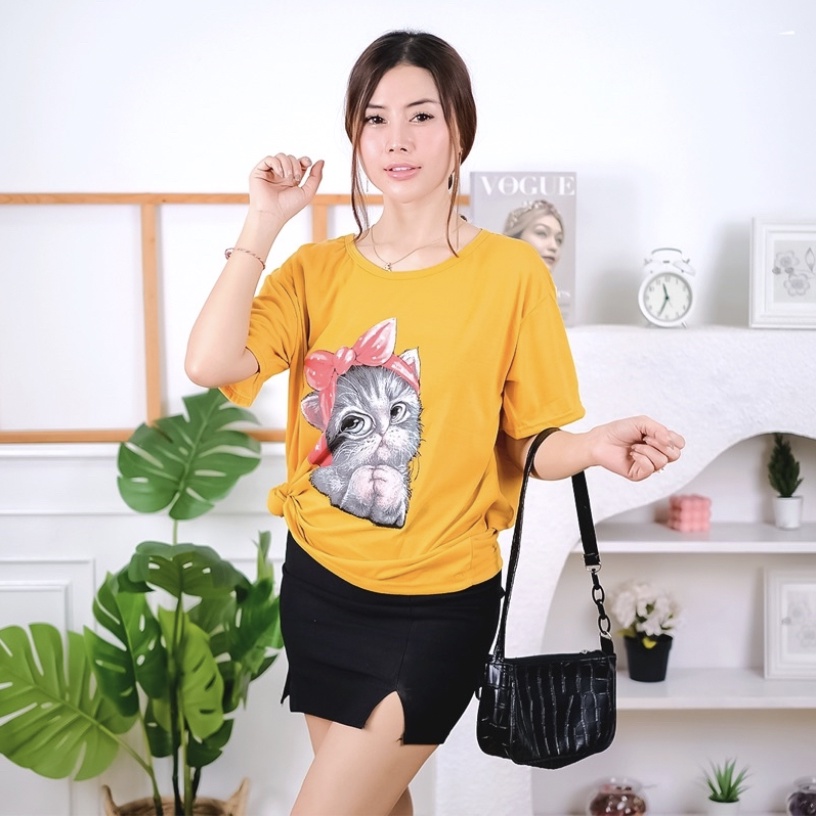 Godiva96 - KAOS OVERSIZE SWEET CAT (LD 106, P 65) / ATASAN TSHIRT JUMBO