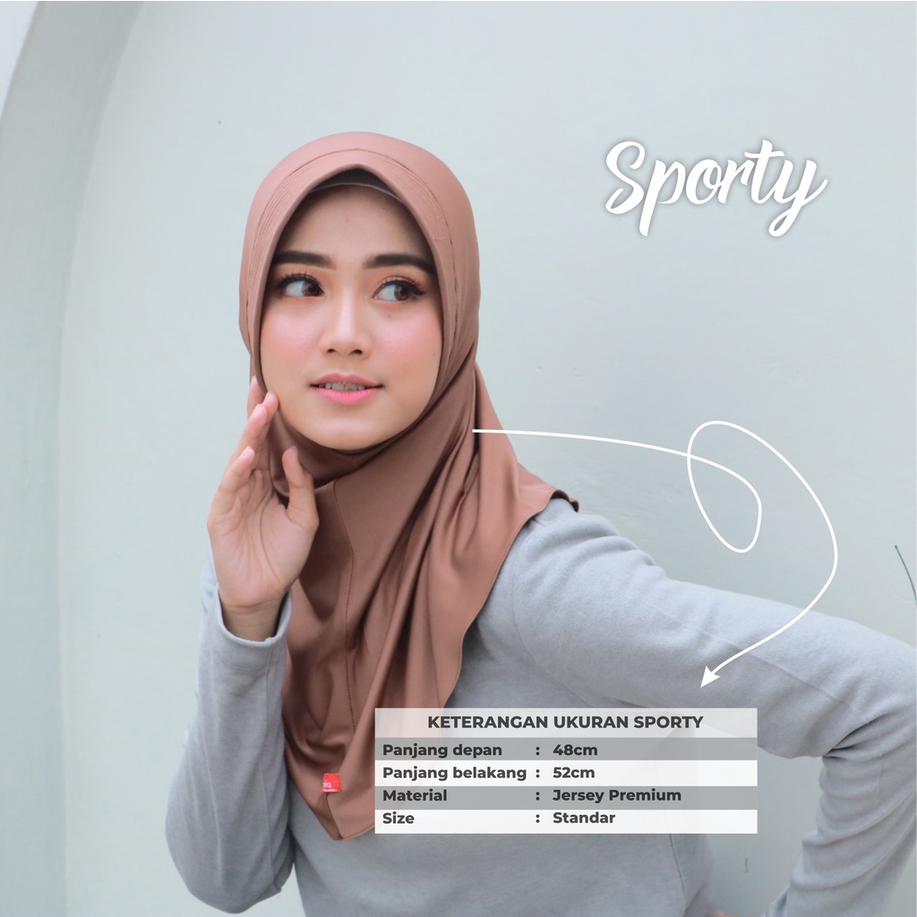 Khimar instant Hijab sport jersey premium grade A panjang menutup dada/ jilbab olahraga lycra instan