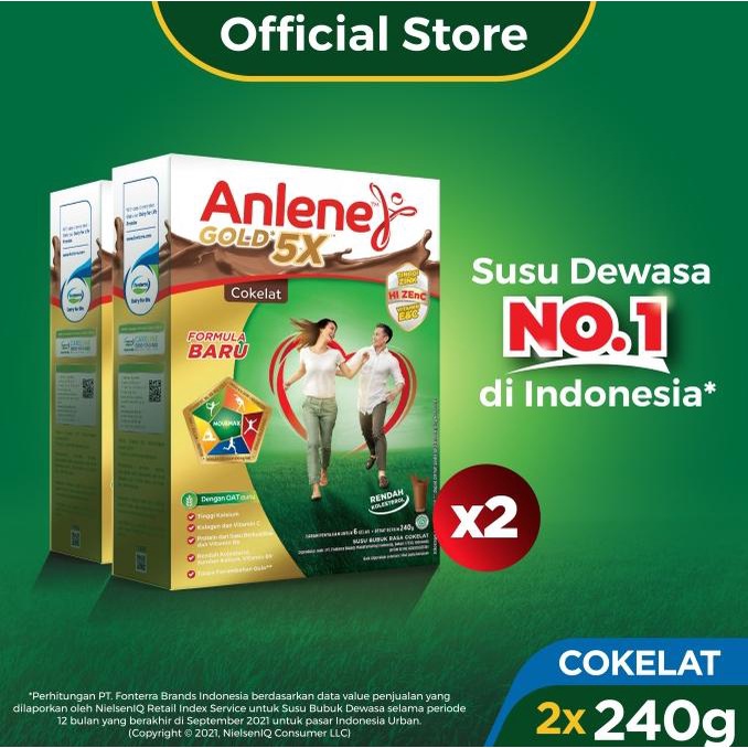

[ COD ] Anlene Gold 5X Susu Bubuk Cokelat 2 x 240g-Tulang, Sendi & Otot