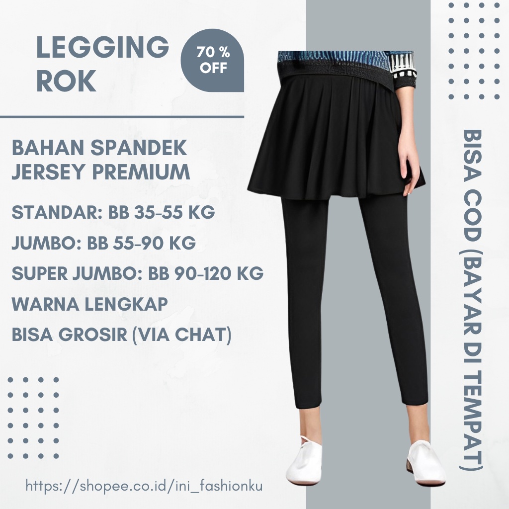 INF CELANA LEGGING PANJANG ROK 2IN1 LEJING ROK / LEGGING SPORT / BAHAN SPANDEK SPANDEX PREMIUM / CELANA LEGING LEJING LEGGING PANJANG / CELANA OLAHRAGA WANITA / SENAM ZUMBA / XL XXL XXXL / BB 35 - 120 KG