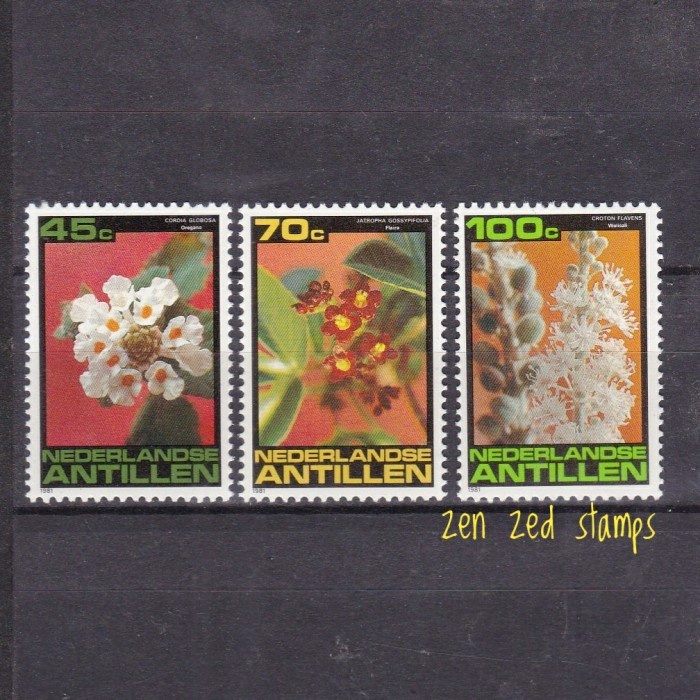

0721 Perangko Belanda Antillen 1981 Flora - Flowers 3v Mnh