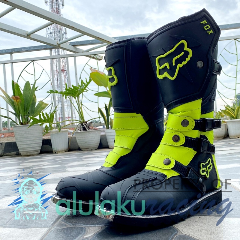 Sepatu Trail Motocross Lokal SV Premium Quality with Safety Protector - Fluogreen