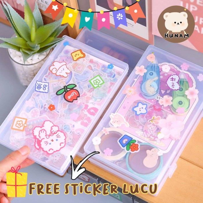 

Stationery [Hunam] Kotak Penyimpanan Desktop Organizer Scrapbooking Stiker Tape W