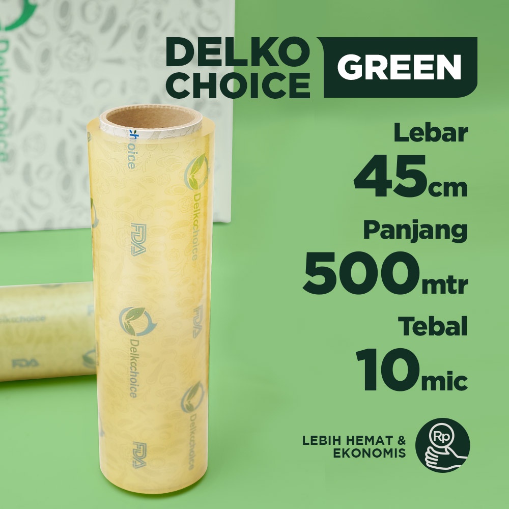 

PLASTIK PEMBUNGKUS MAKANAN - PLASTIK WRAPPING MAKANAN - PLASTIK CLING DELKOCHOICE GREEN