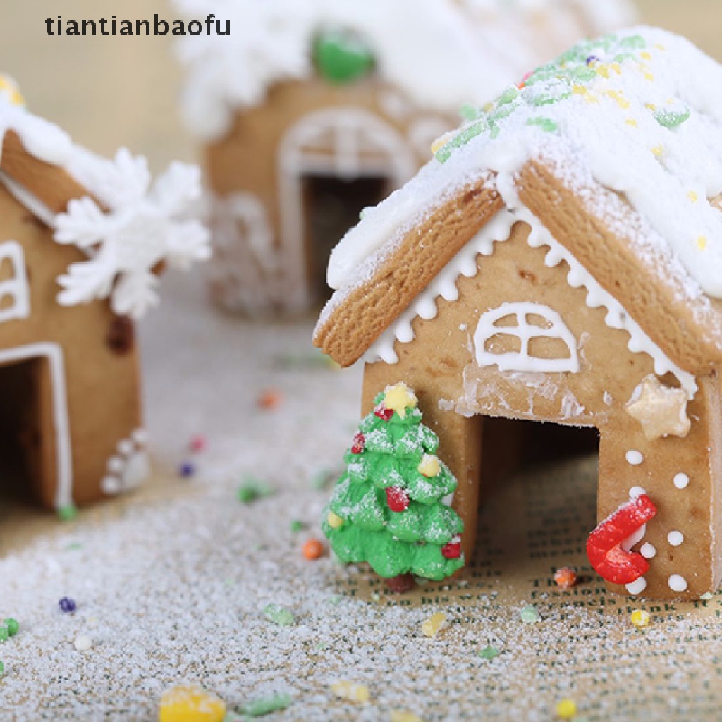 3pcs / Set Cetakan Pemotong Biskuit / Fondant Bentuk Rumah Jahe Natal Untuk Butik